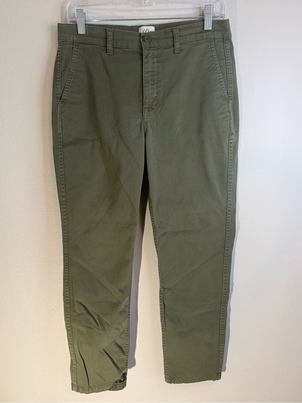 J CREW Women's Green VINTAGE STRAIGHT Chino Pants Trousers Stretch AB648 Size 27
